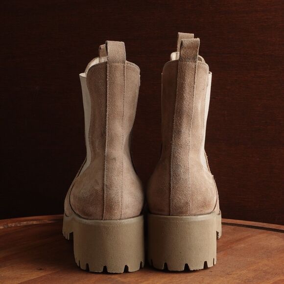Freda Salvador Boots Womens Size 6.5 Beige Brooke Suede Chelsea Lug Sole Ankle - Picture 6 of 16